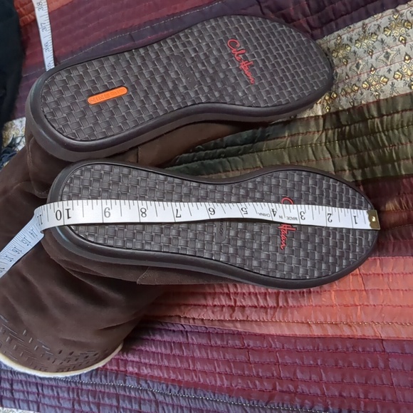 COLE HAAN* waterproof brown suede shearling tall winter boots size 7 rubber sole - Picture 10 of 17